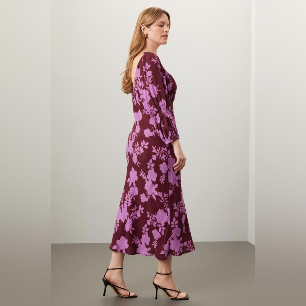 Peter Som x RTR Floral Midi Square-Neck Dress, Size 2