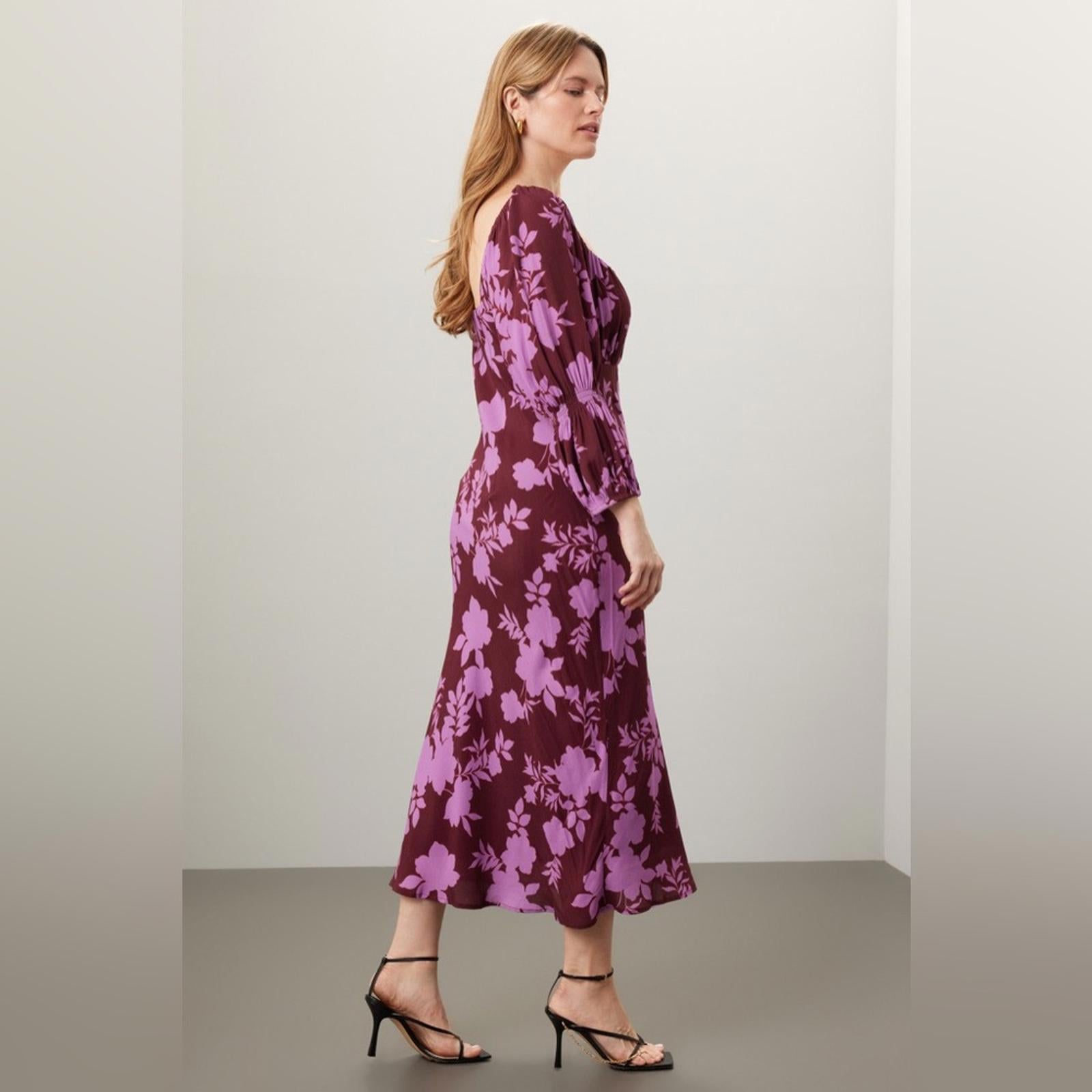 Peter Som x RTR Floral Midi Square-Neck Dress, Size 2