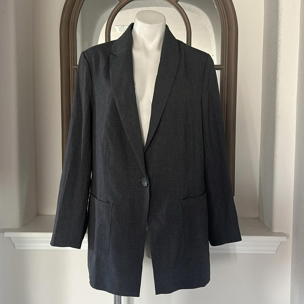 Standards & Practice One-Button Boyfriend Blazer in Charcoal, Size 1X New w/Tag
