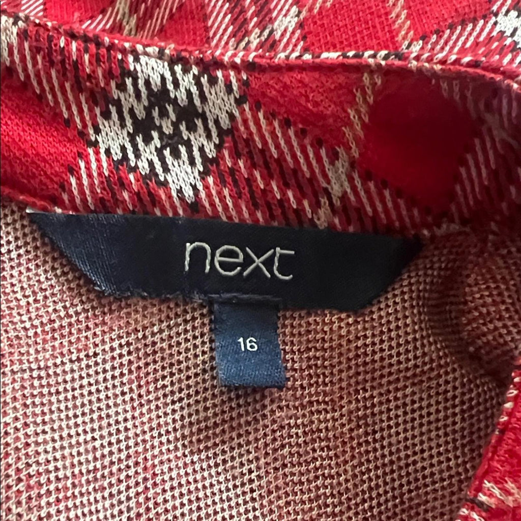Next Tartan Day Dress Knit Dress in Vibrant Red Black, Size UK 16, US 12