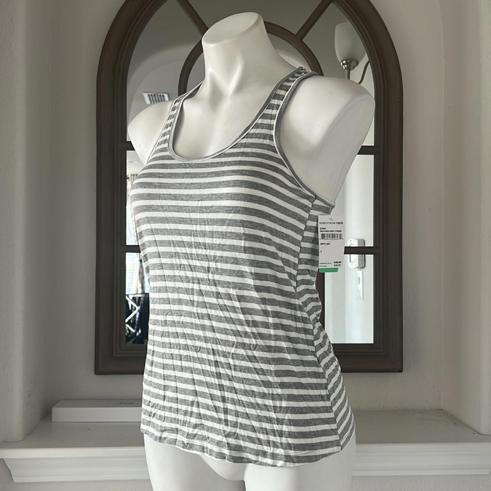 Honeydew Heather Grey Stripe Racerback Top, Size S New w/Tag Retail $48