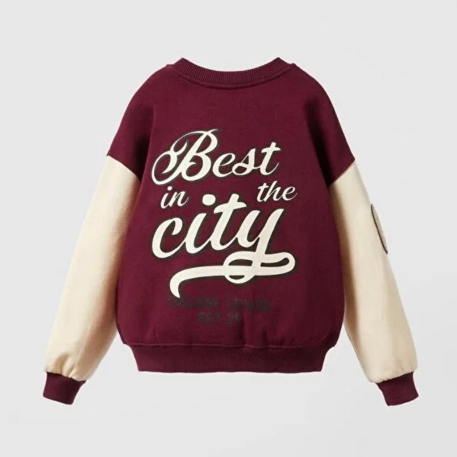 ZARA Kids New York Burgundy College Jacket, Unisex Size 6-7 NWT