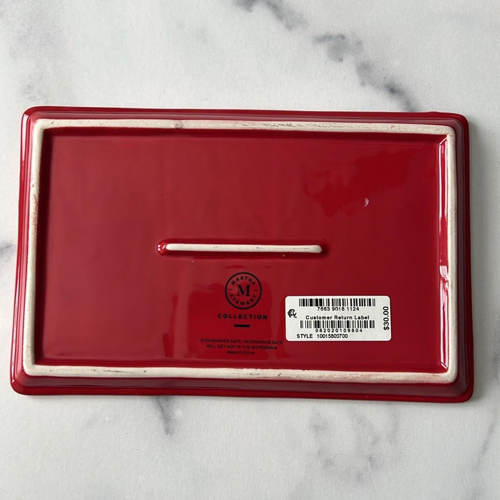 Martha Stewart Set of 2 Letter to Santa Claus Plate, 8”x5” Red, New w/Tag