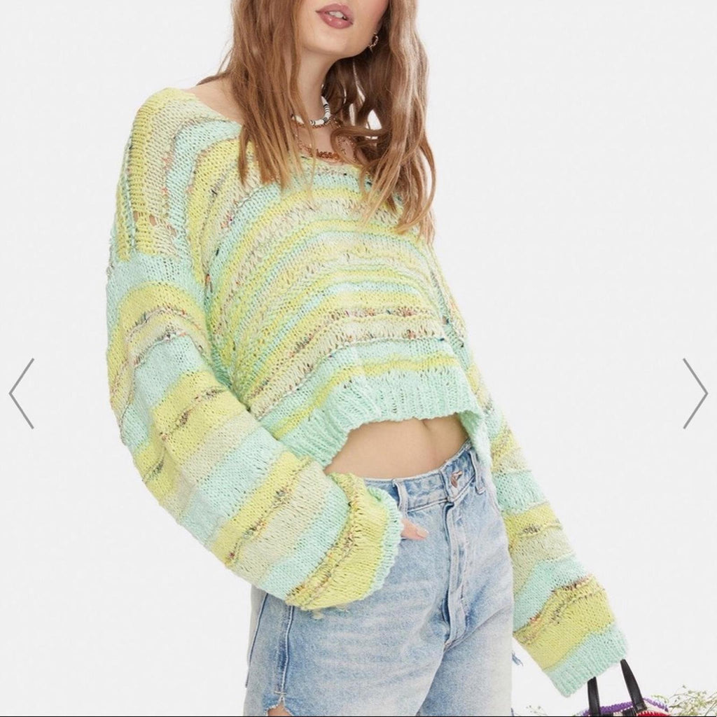 Free People Sugared Mint Lake Life V-Neck Pullover Size XS, New w/Tag
