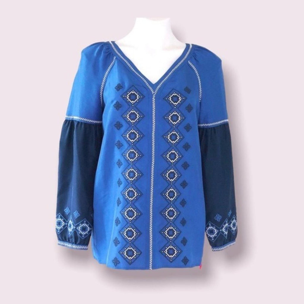 NWT Tory Burch Katya Tunic 100% Silk, in Jewel Blue Size 4 / Small Retail $350