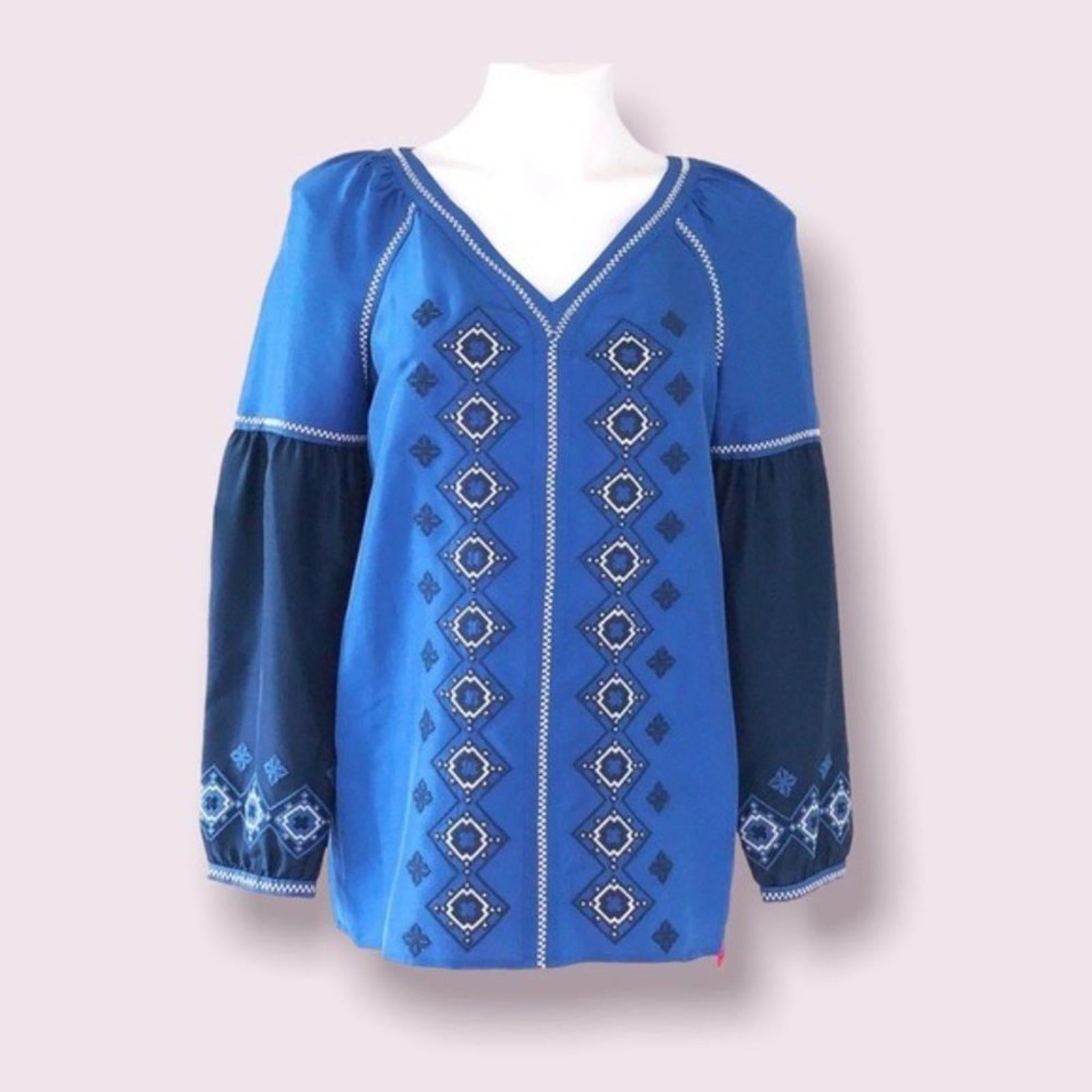 NWT Tory Burch Katya Tunic 100% Silk, in Jewel Blue Size 4 / Small Retail $350