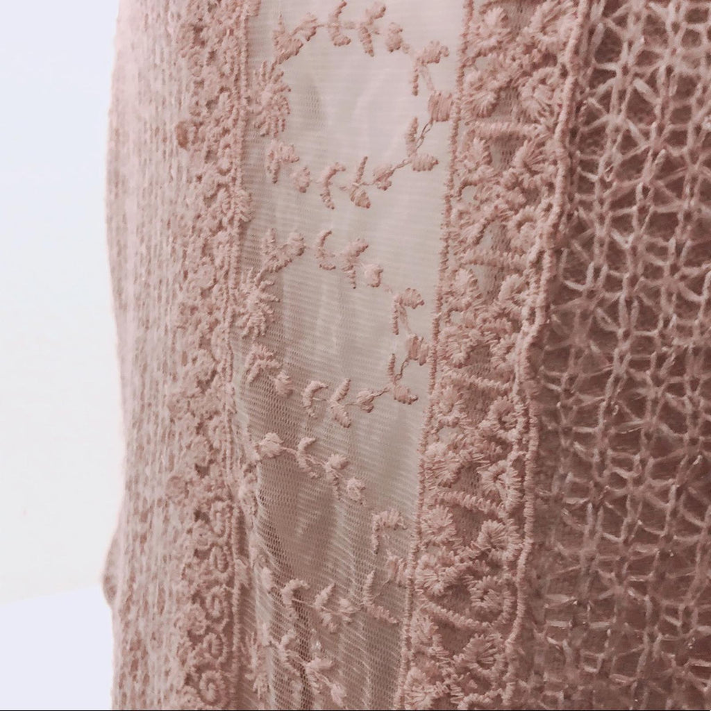 Belle France Lace Back Sweater in Blush Pink, Size L EXCELLENT! Retail $138