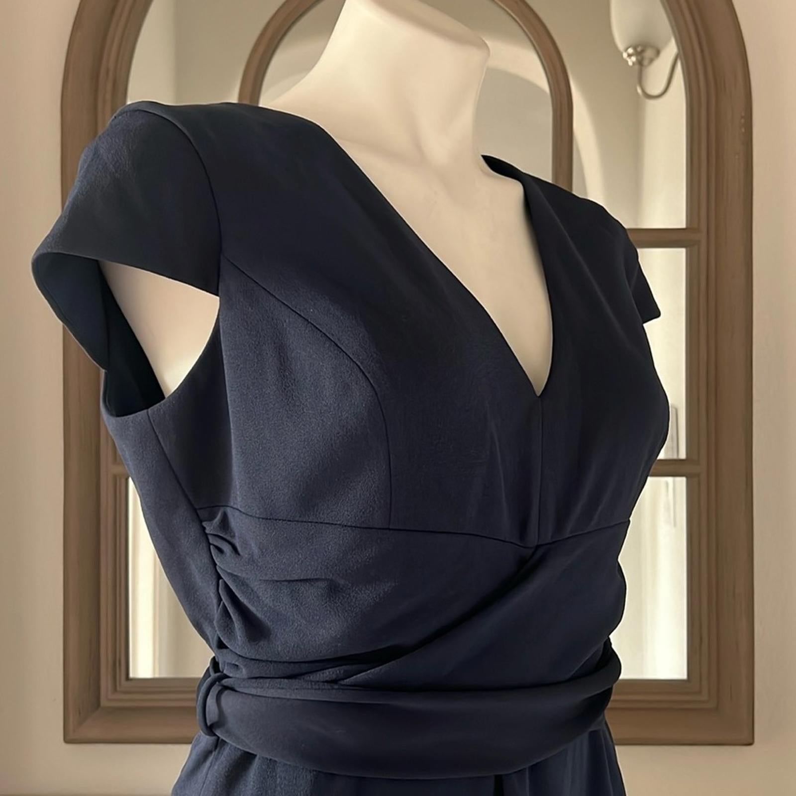 NEW Dress the Population Dana Wrap Waist Cocktail Dress Navy, Size L New w/o Tag