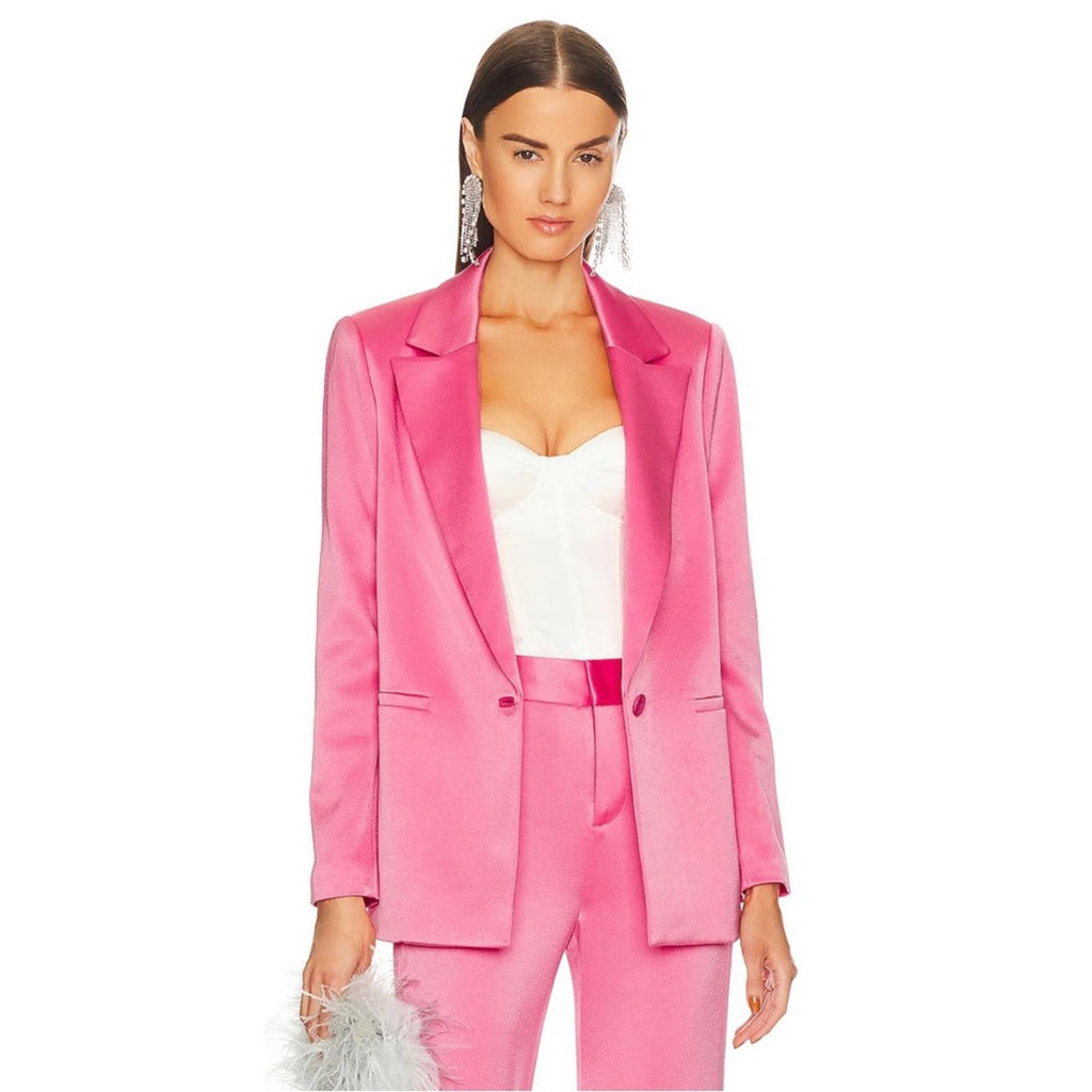 NWT Alice+Olivia Revolve Denny Notch Collar Boyfriend Blazer, Pink New w/Tag