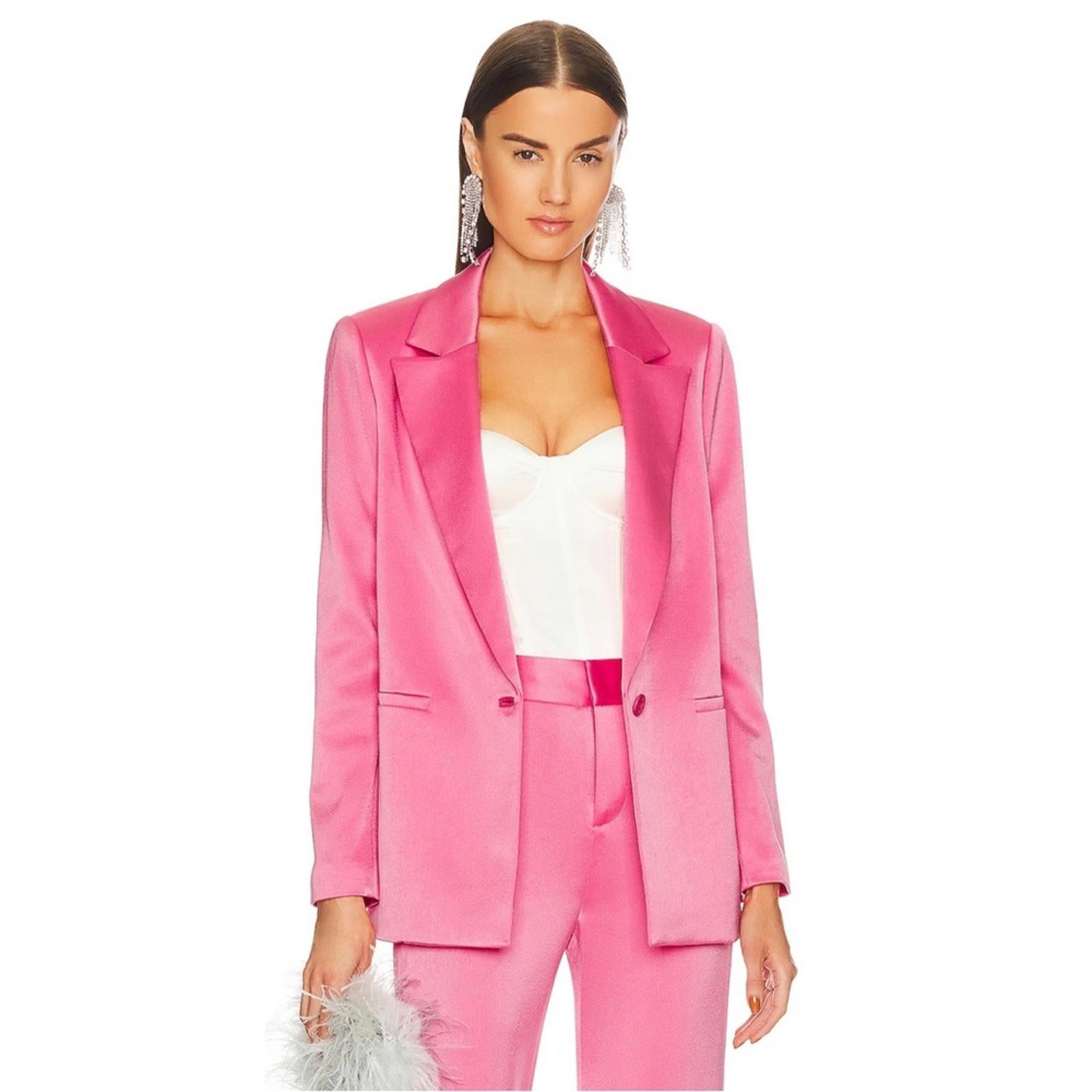 NWT Alice+Olivia Revolve Denny Notch Collar Boyfriend Blazer, Pink New w/Tag