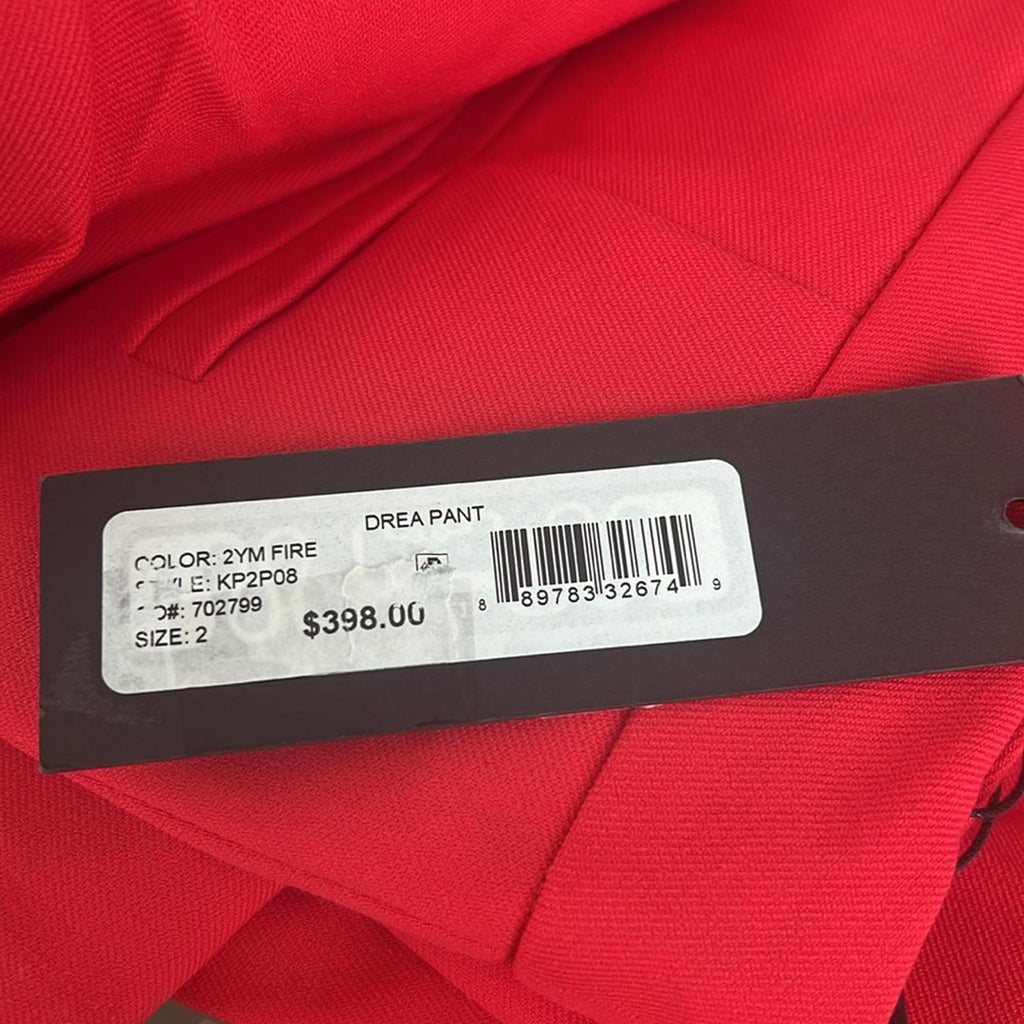 Kobi Halperin Drea Twill Pants, Fire/Red Size 2 New w/Tag Retail $398