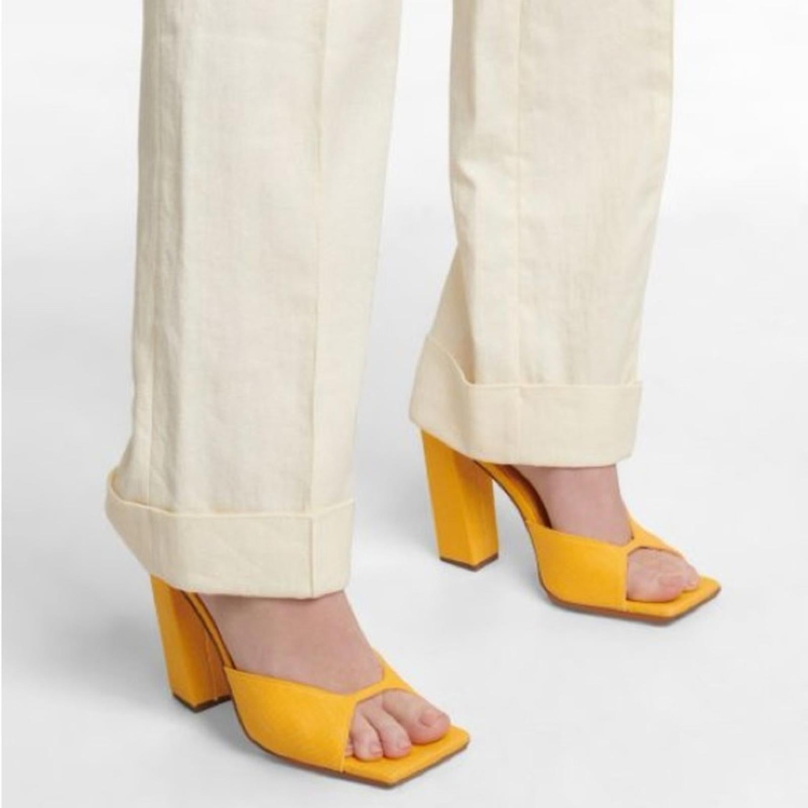 GIA Borghini x RHW Rosie 14 Linen Square Toe Mule in Orange, Size 39 NEW w/o Box