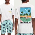 Scotch & Soda Sporty Relaxed Fit Artwork Tee, Organic Cotton & Linen Size S NWT
