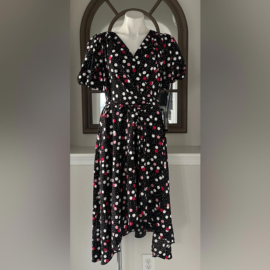 Karl Lagerfeld Paris Jacquard Wrap Midi Dress w/Asymmetric Hem Size 16 New w/Tag
