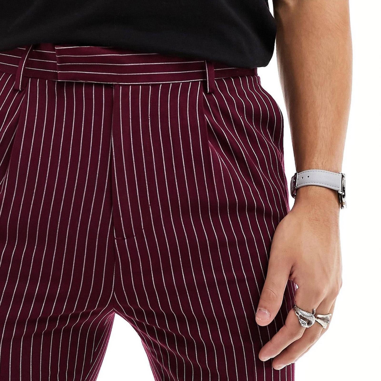 ASOS Tapered Smart Pants, Burgundy Pin Stripe, Size W34 L30 New w/Tag SOLD OUT