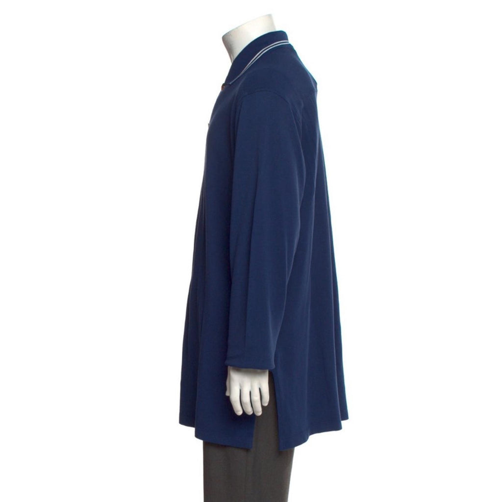 Gucci SS21 Long Sleeves Polo Heavy Cotton Jersey Shirt in Autumn Blue NWT $1,200