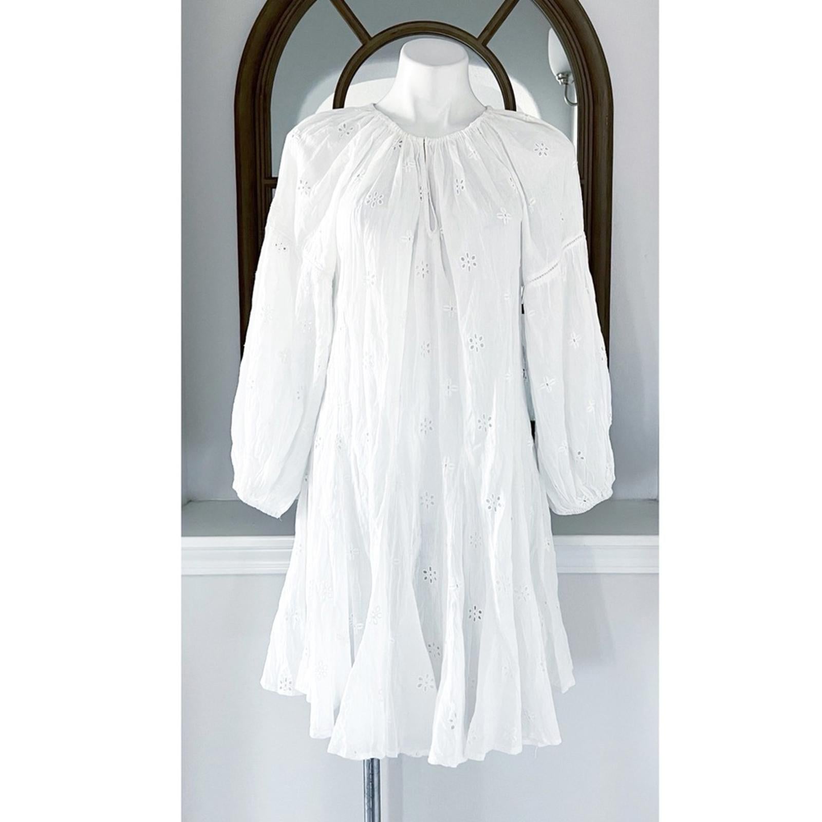 Velvet by Graham & Spencer Gracie Cotton Eyelet Dress in White, Size L NWT $216
