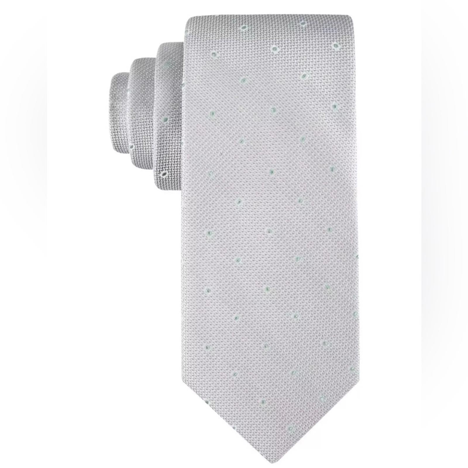 Calvin Klein Silk-Blend Textured Micro-Dot Neat Tie in Gray, One Size, NWT