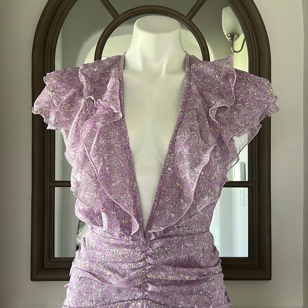 NEW Sabina Musayev Nogatin Fairy Prairie Lilac Mini Dress Size M New w/o Tag