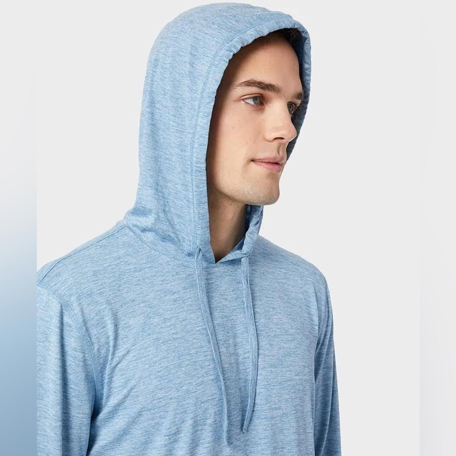 32 Degrees Men's Cool Long Sleeve Hooded T-Shirt in Heather Blue, NWT, Size L