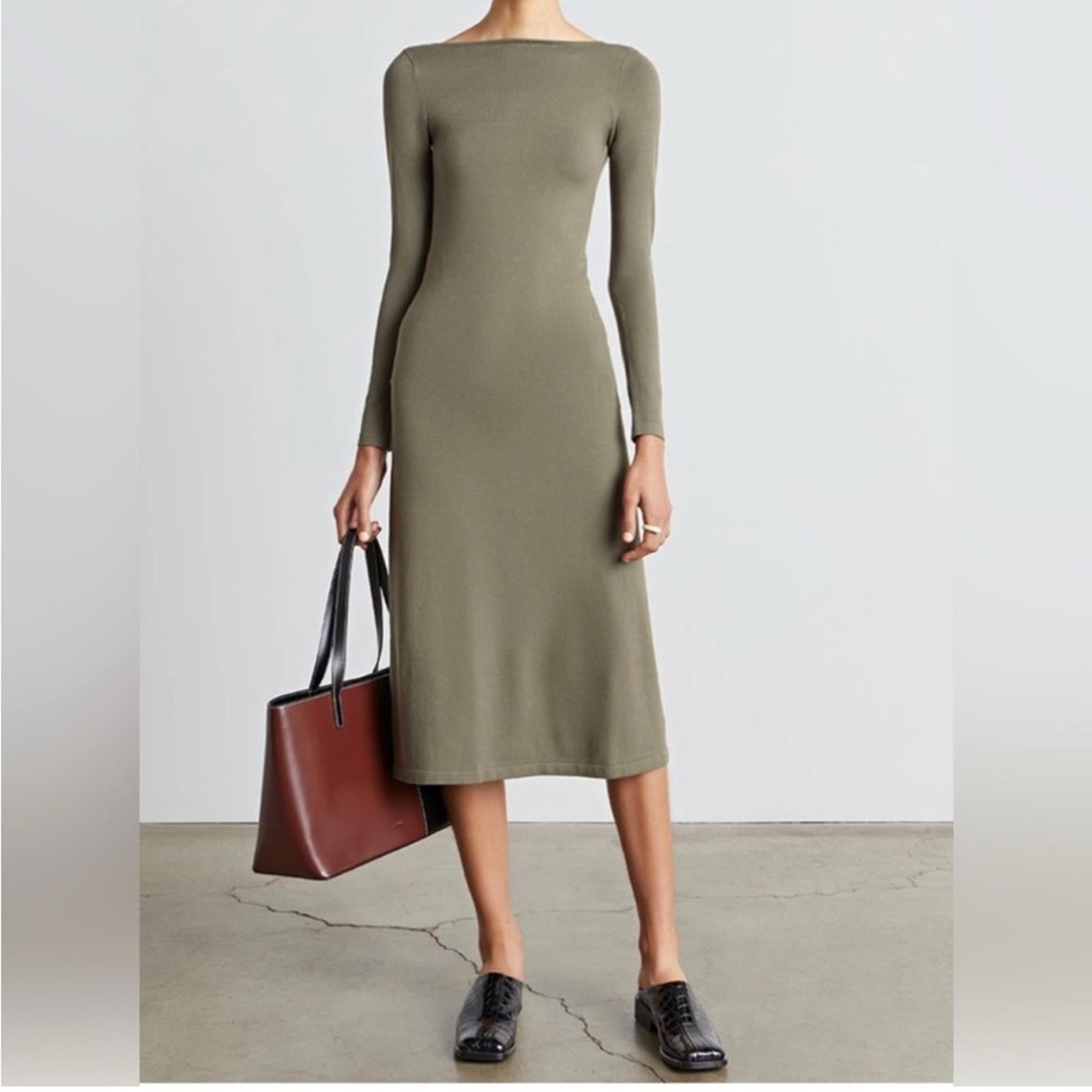 Who What Wear Jade Square-Back A-Line LS Dress in Olive Green, Size XL NWT