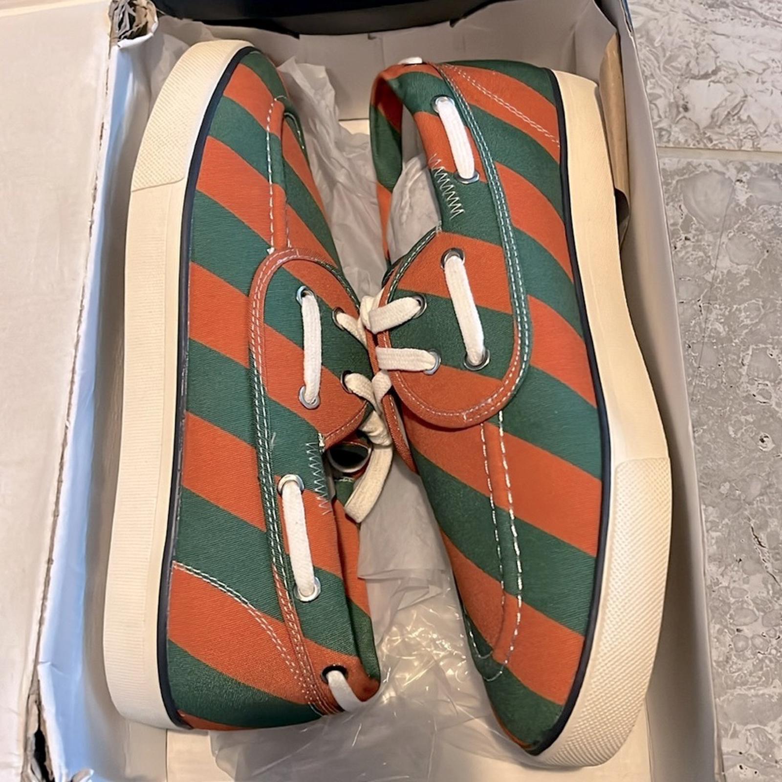 Club Room Green Striped Padded Royce Platform Lace-Up Boat Shoes Size 10, NWT