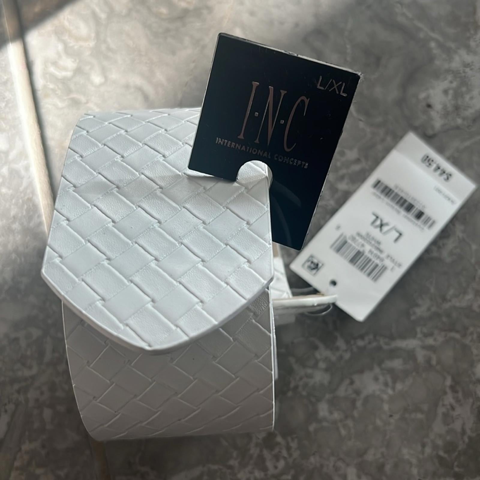 NWT INC Woven Stretch Belt in White, New with Tag, Retail $44.50