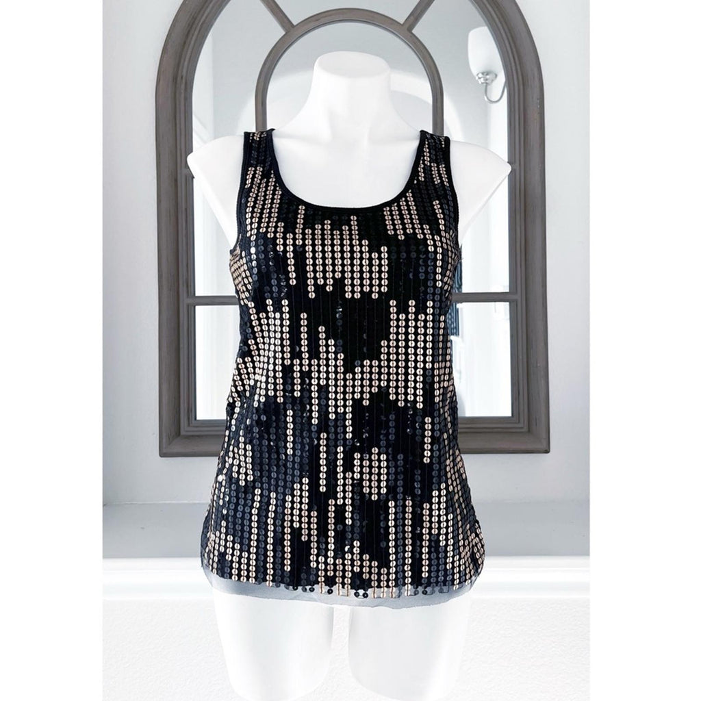 Romeo & Juliet Black Tank Top! w/Gold Sequins Size L