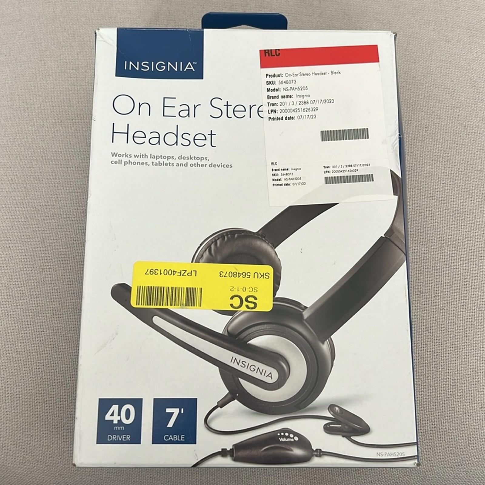 NEW Insignia On-Ear Stereo Headset in Black