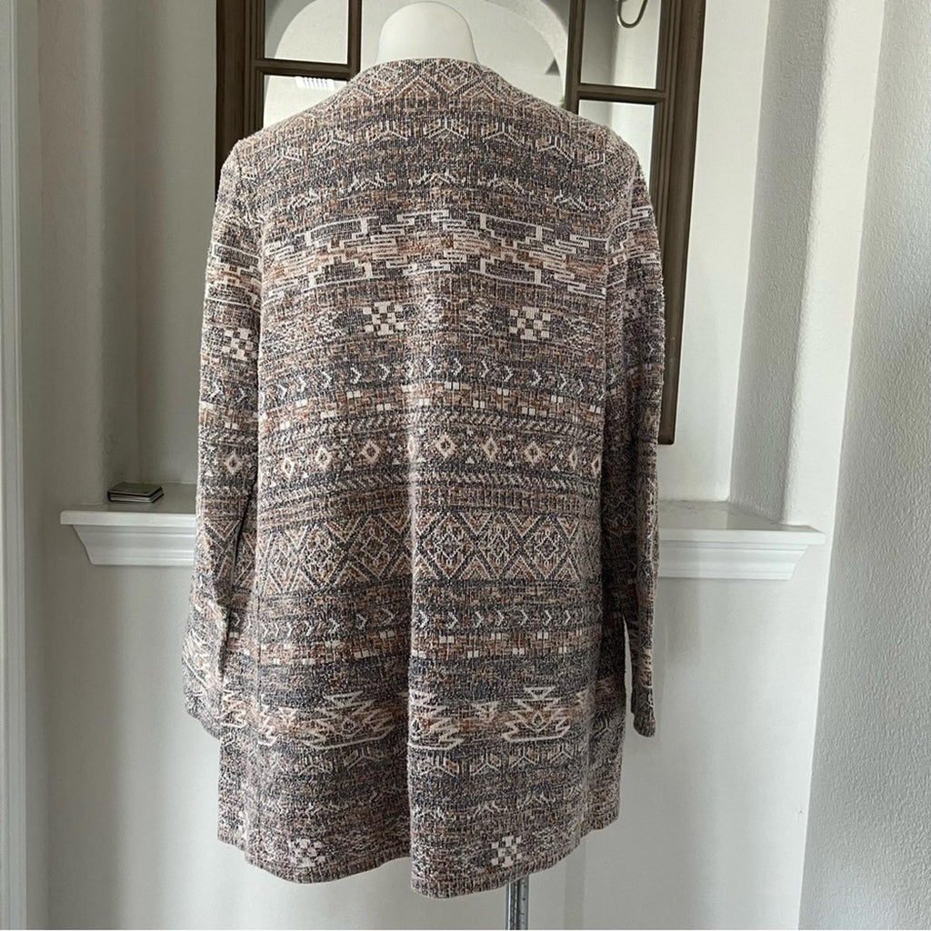 Lucky Brand Aztec Print Tweed Cardigan/Jacket Size L EXCELLENT!