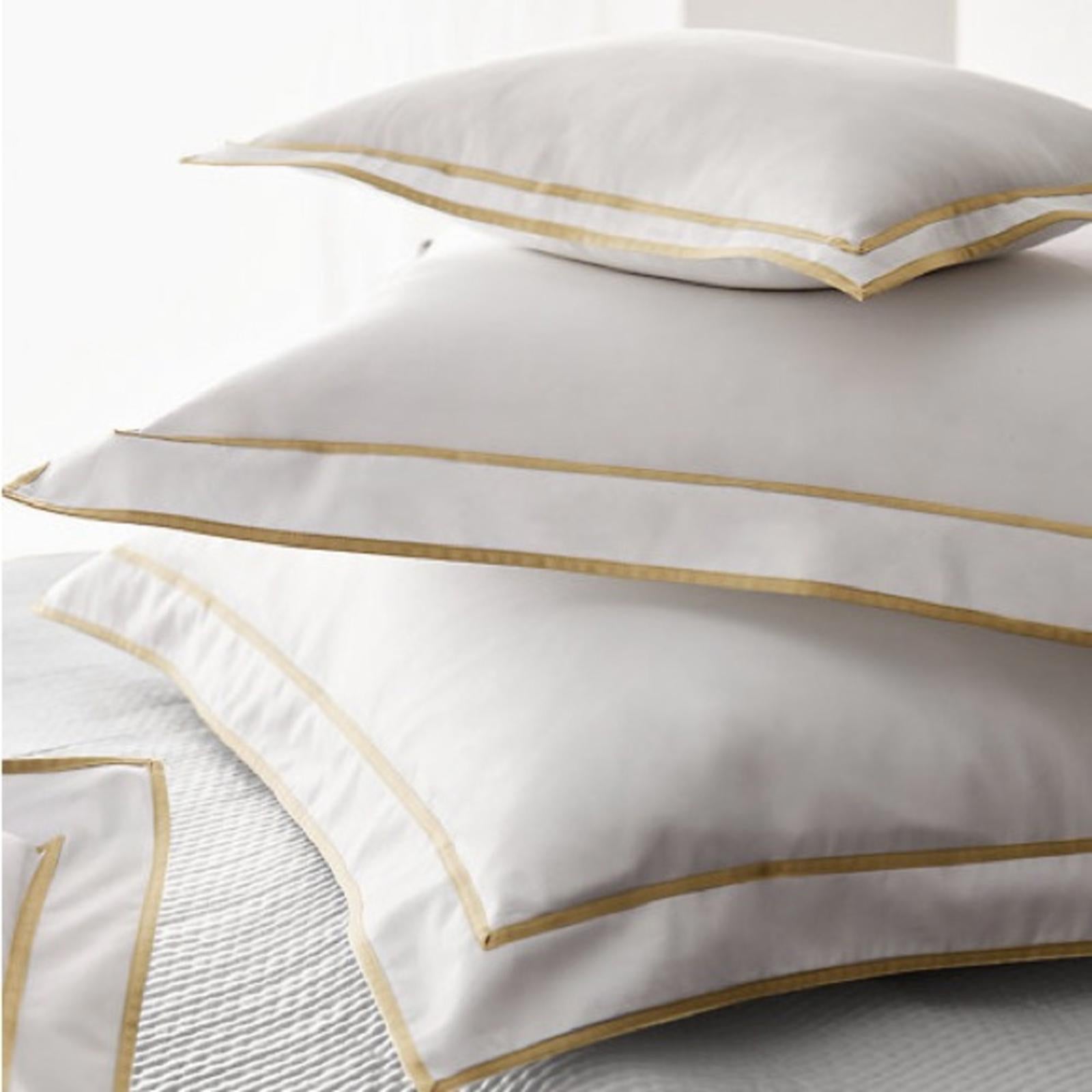 TWO Ralph Lauren EURO White & Flax Spencer Sateen Border Sham, New with Tag