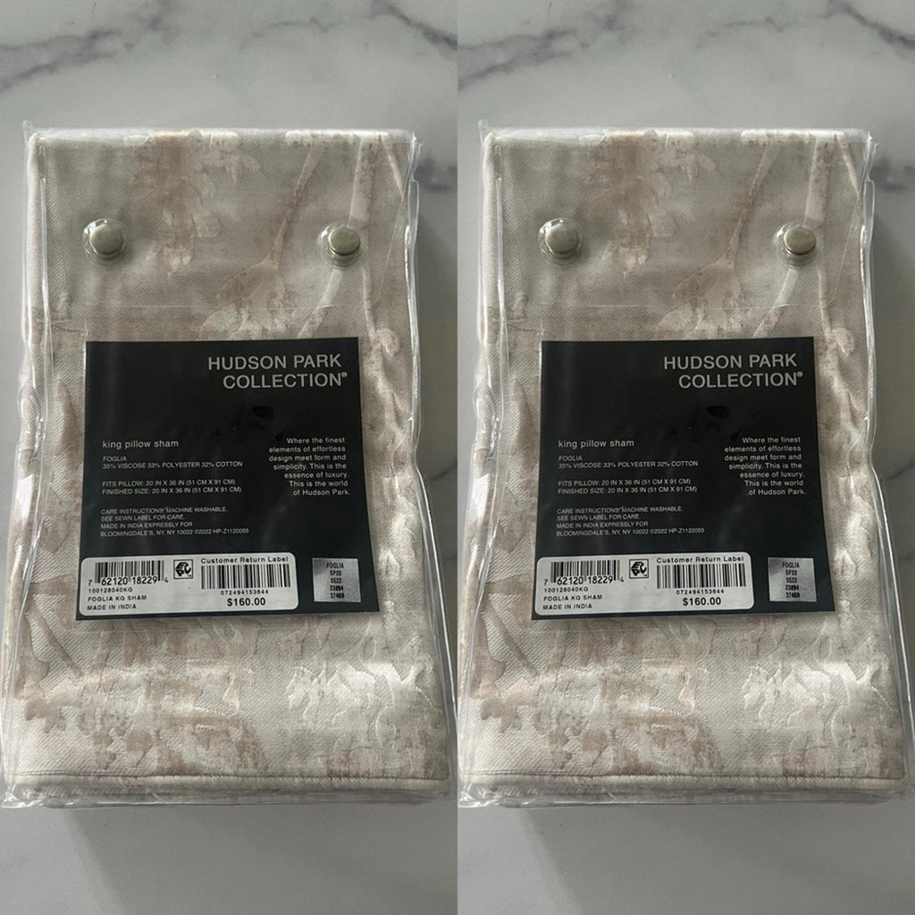 X2 Hudson Park Foglia King Sham in Gold Beige, $160/each New w/Tag