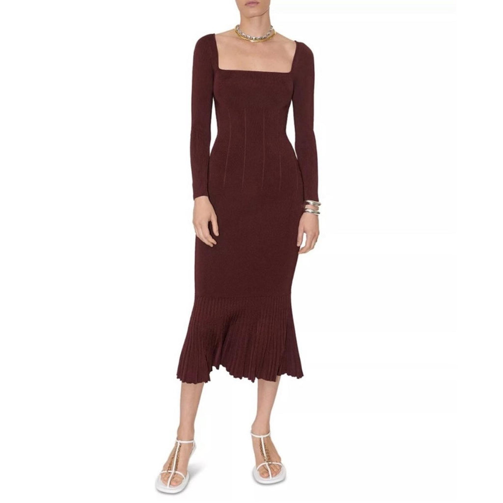 Galvan London BURGUNDY Atalanta Midi Dress, Size XL New w/Tag Retail $950