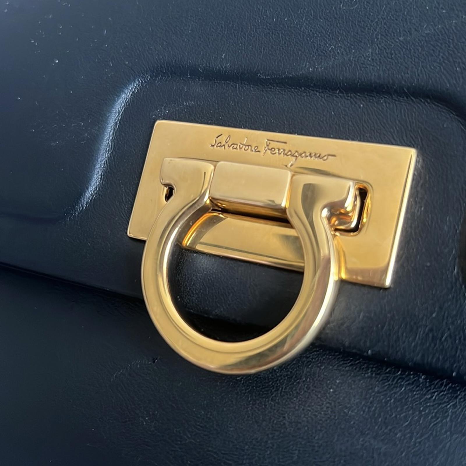 Salvatore Ferragamo Trifolio Swing Leather Shoulder Bag in Black, Like New
