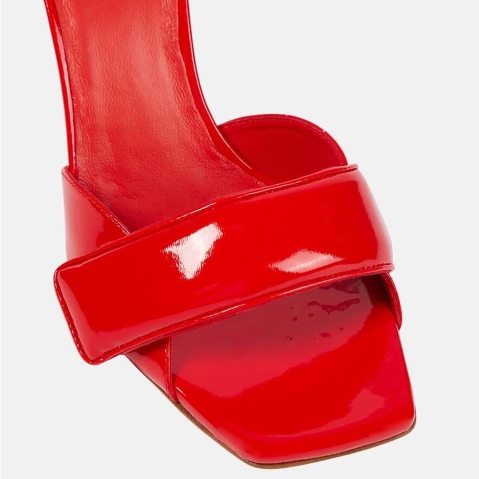 Gia Borghini Alodie Patent Leather Mules/Sandals in Red Size 41 NEW +DustBag