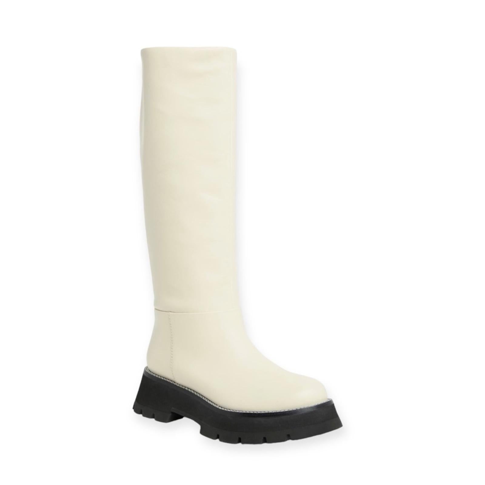 3.1 Phillip Lim Kate Lug Sole Knee High Boots, Bone/Black Size 38.5 New w/o Box