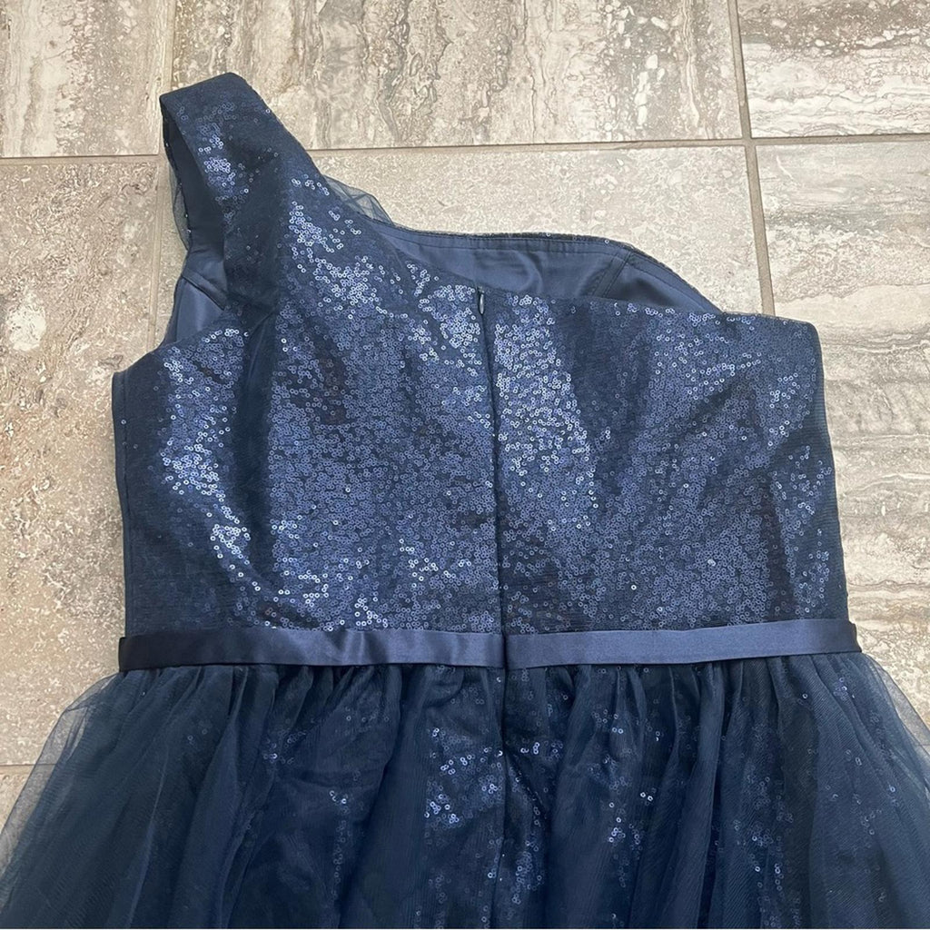 NEW One Shoulder Glitter Mesh Maxi Dress in Navy, Size XL New w/o Tag