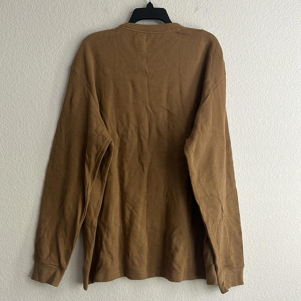 Lacoste Men's Waffle-Knit Thermal Sleep Shirt in Brown , NWT, Size XXL