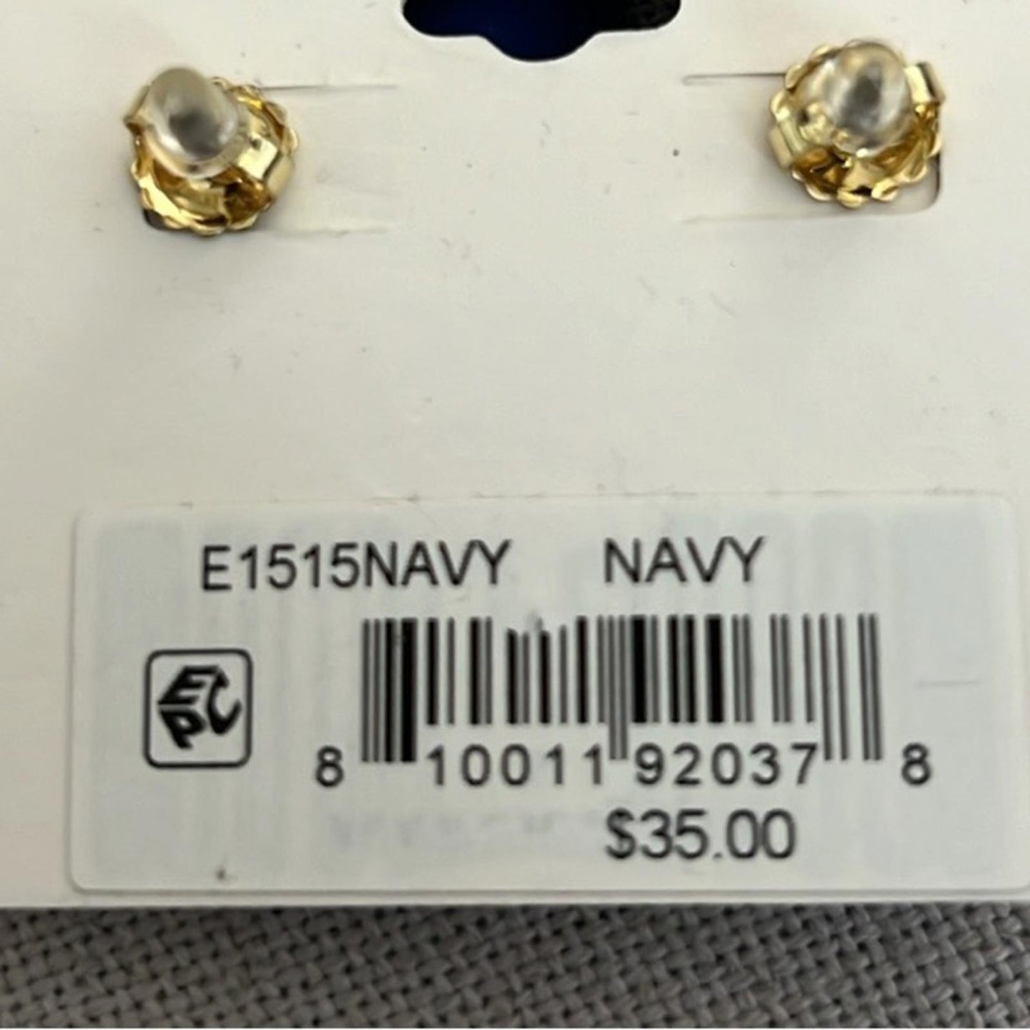 Zenzii Gold Tone Navy Painted Metal Flower Stud Earrings, New w/Tag $35
