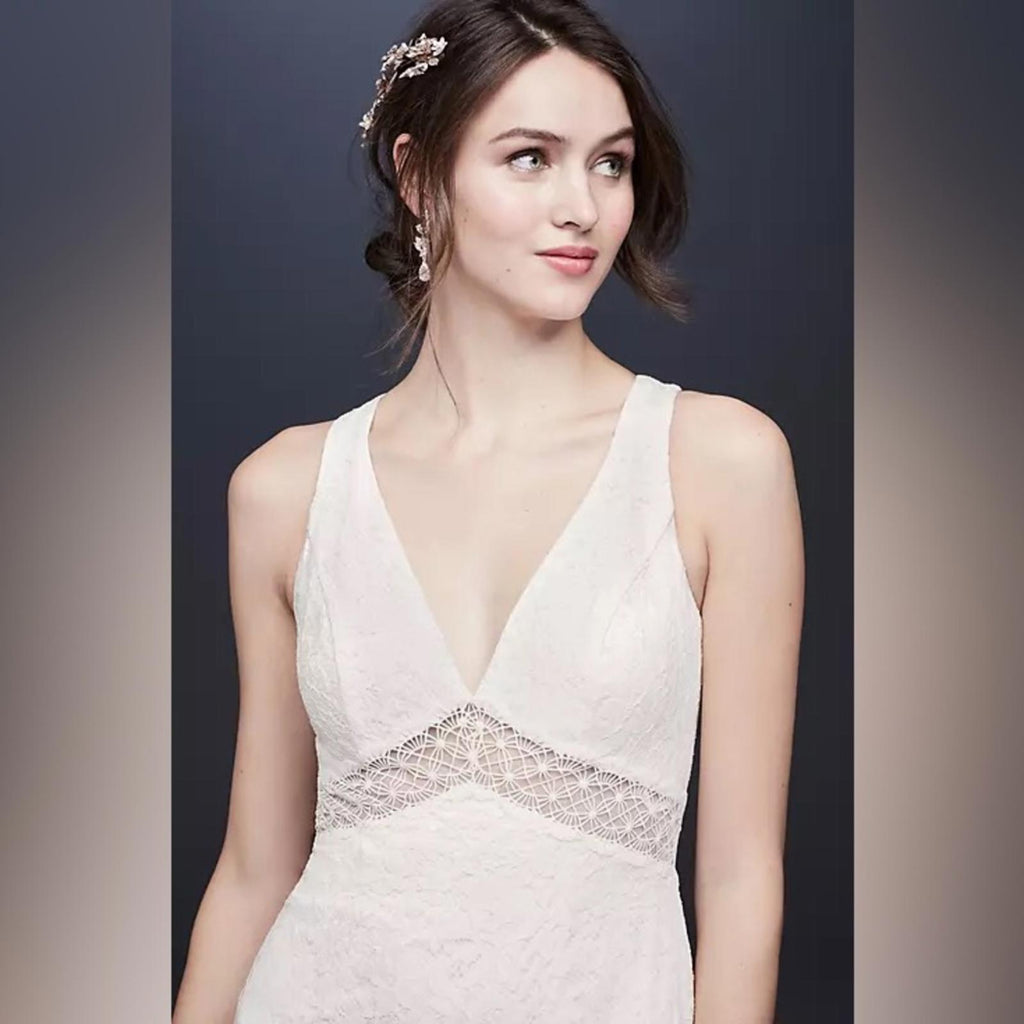 GALINA V-Neck Lace Illusion Wedding Dress, White, Size 20W Retail $599 SOLD OUT