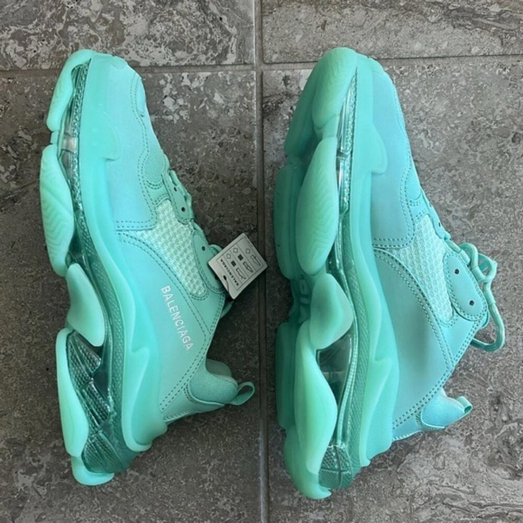 NWT Balenciaga Triple S Clear Sole Chunky Sneakers in Mint, Size 41 New in Box