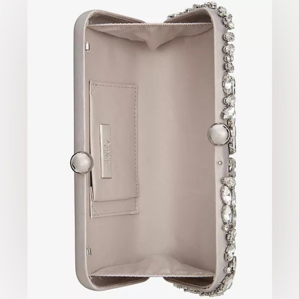 I.N.C. East West Embellished Small Minaudiere in Silver Metallic, NWT