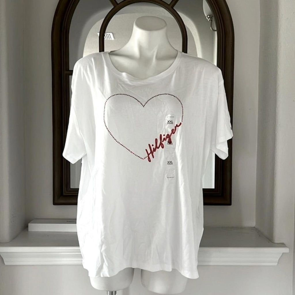 NEW Tommy Hilfiger Signature Heart-Graphic T-Shirt in White Size XXL New w/o Tag