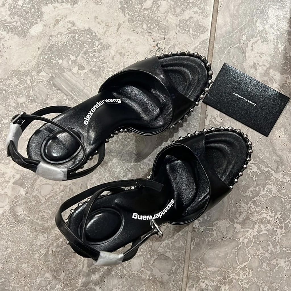 Alexander Wang Nova Ankle Strap 145 Studded Platform High Heel Sandals 35.5 NEW