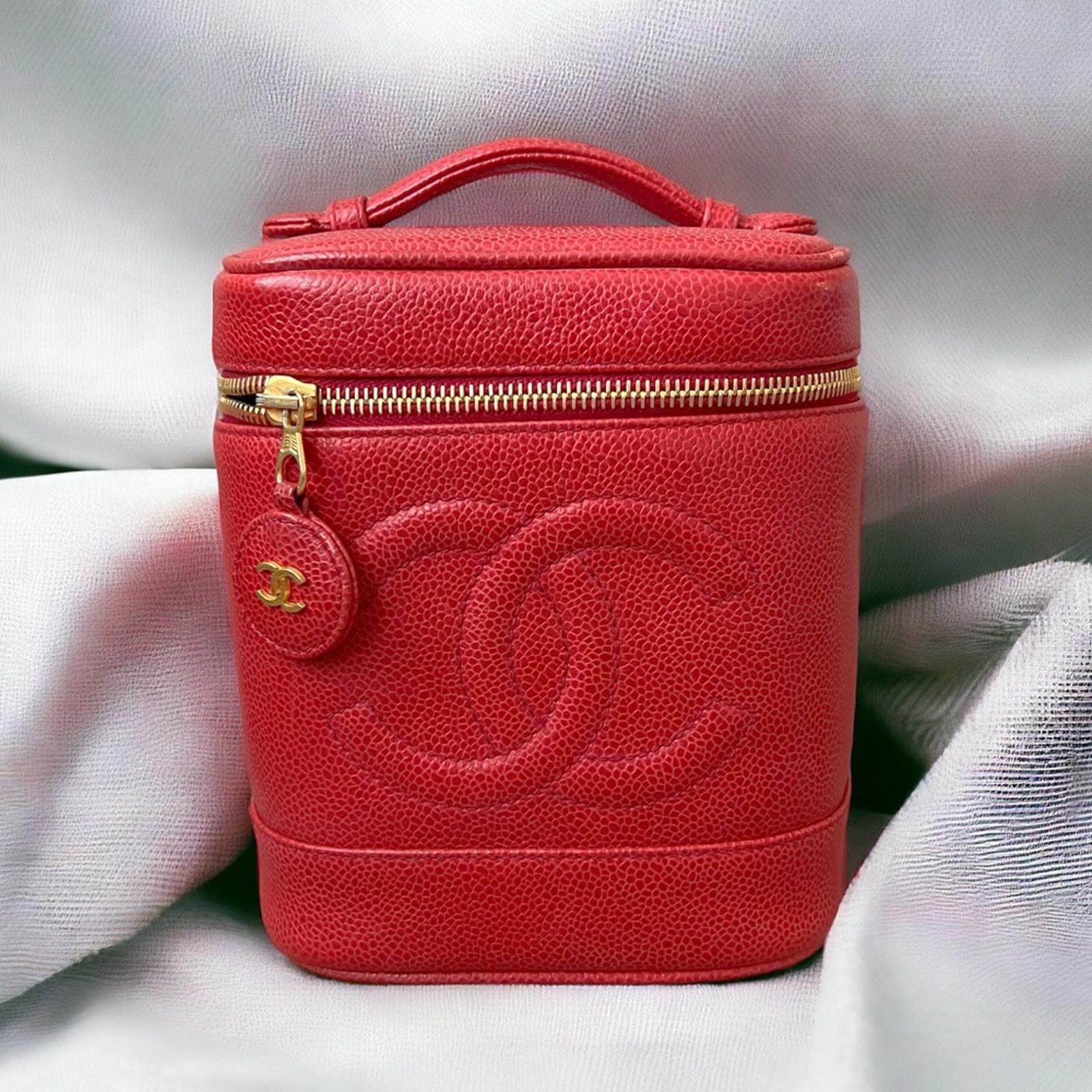 Chanel Timeless Vanity Case, Red Caviar Leather Bag