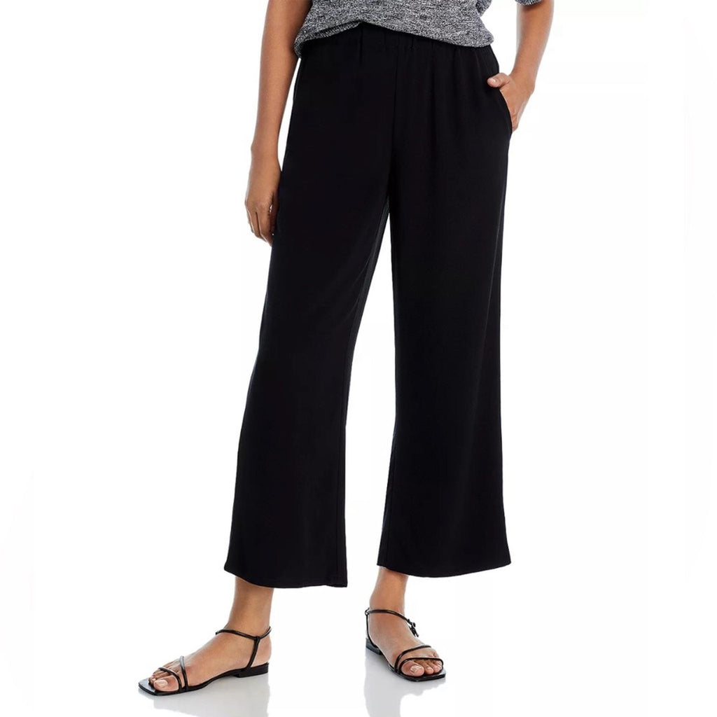 Eileen Fisher Wide Leg Cropped Pants in Black, Size Large New w/Tag Retail $218