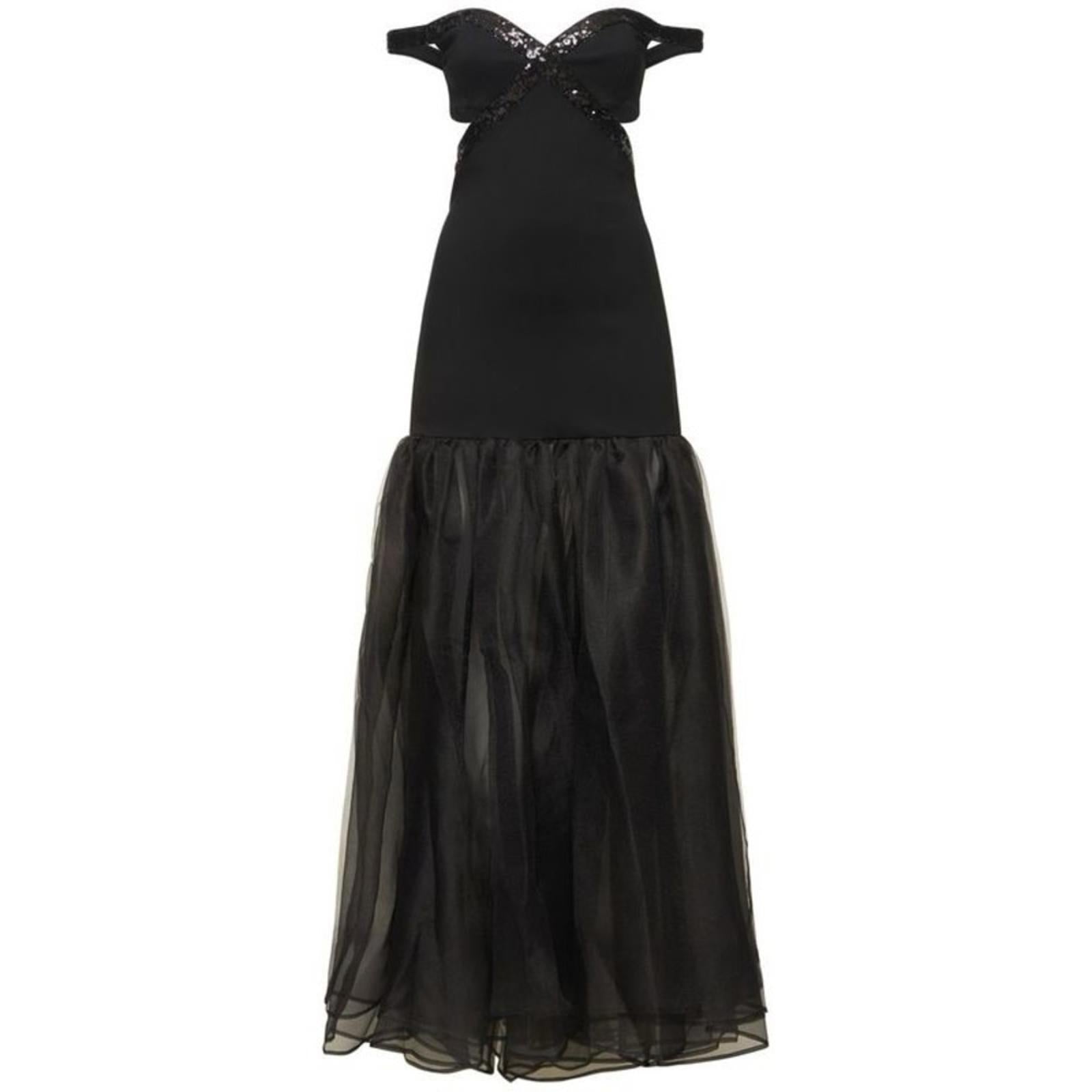 NEW Staud Emmaline Off-the-Shoulder Cut-Out Dress in Black, Size Small NEW w/Tag