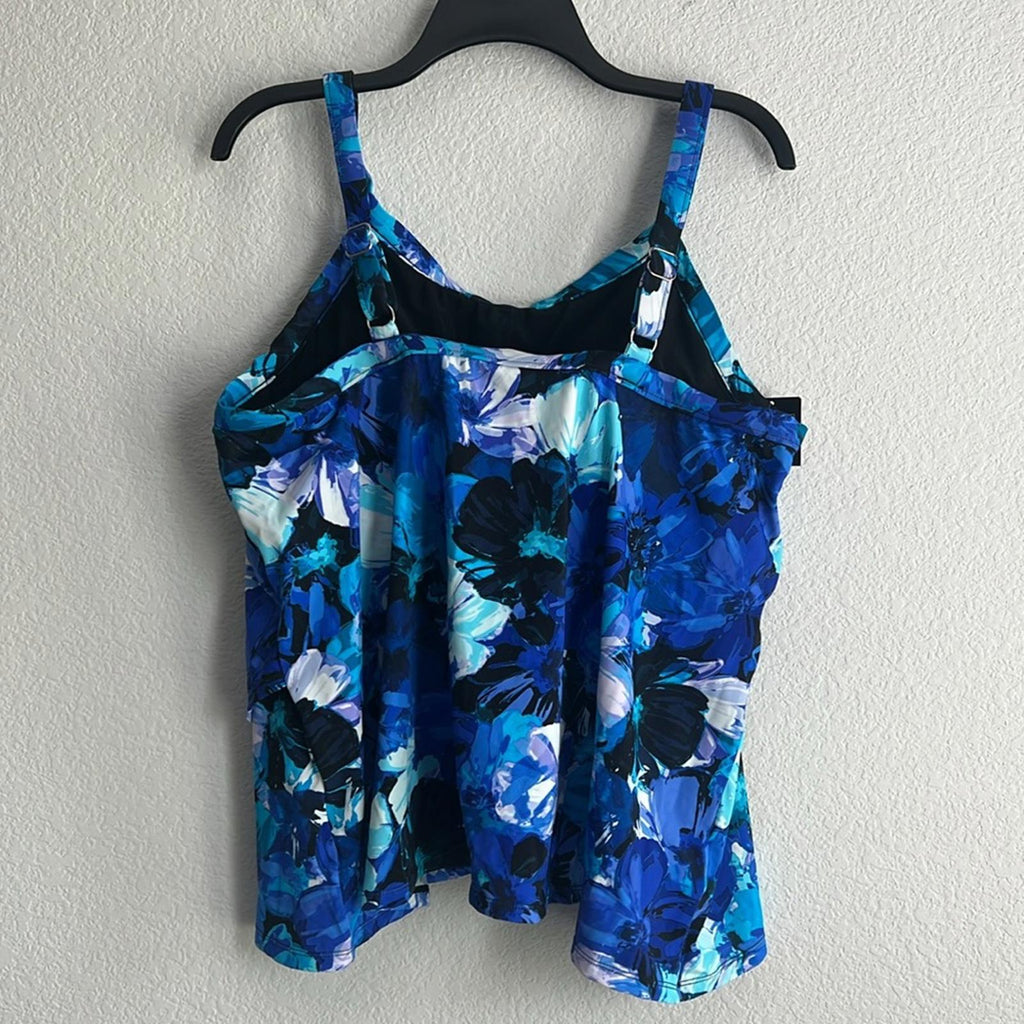 Swim Solutions Women’s Plus Floral Underwire Tankini Swim Top, NWT, Size 16W