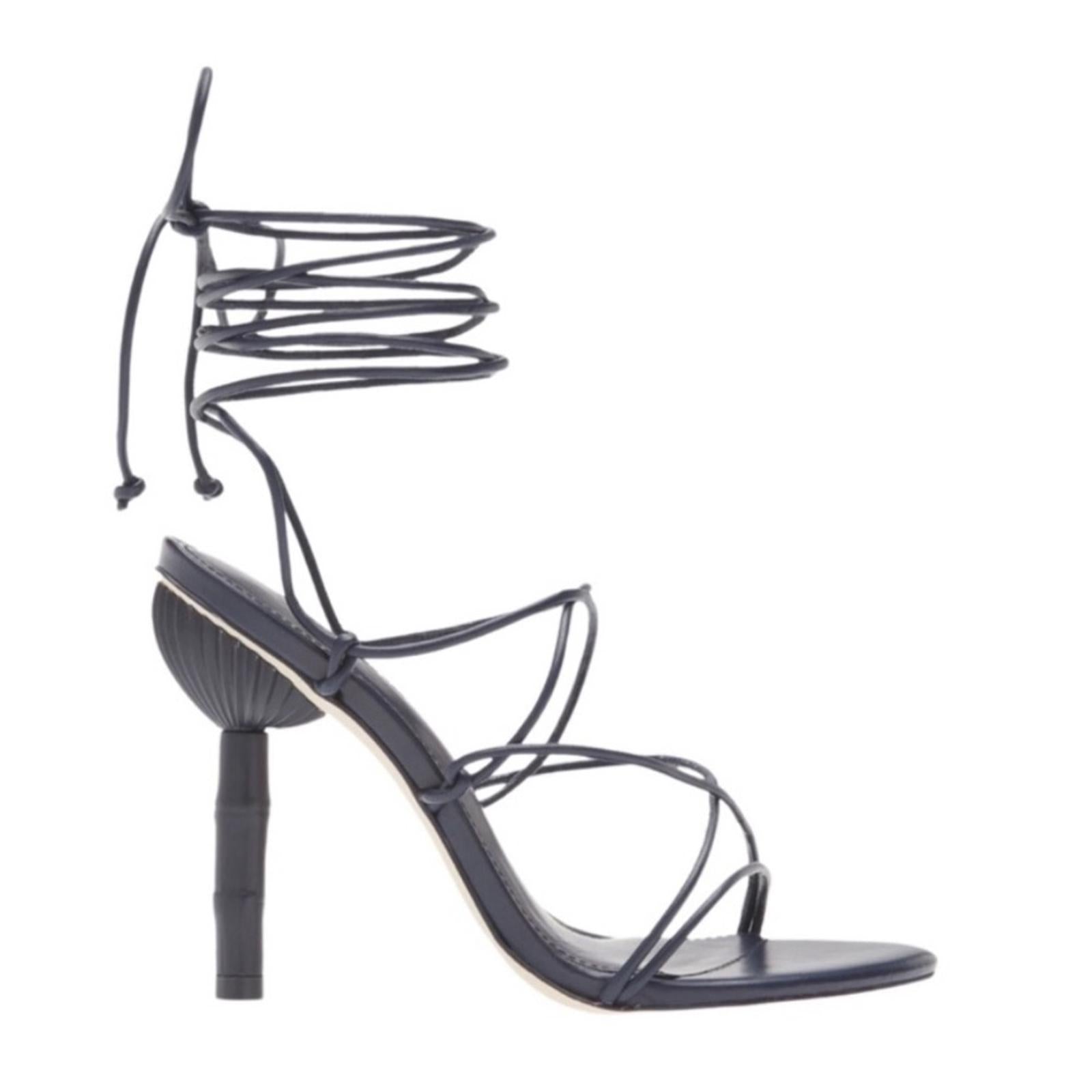 NEW Cult Gaia Soleil Lace Up Strappy Heel Sandals, Navy EU Size 42 Retail $388