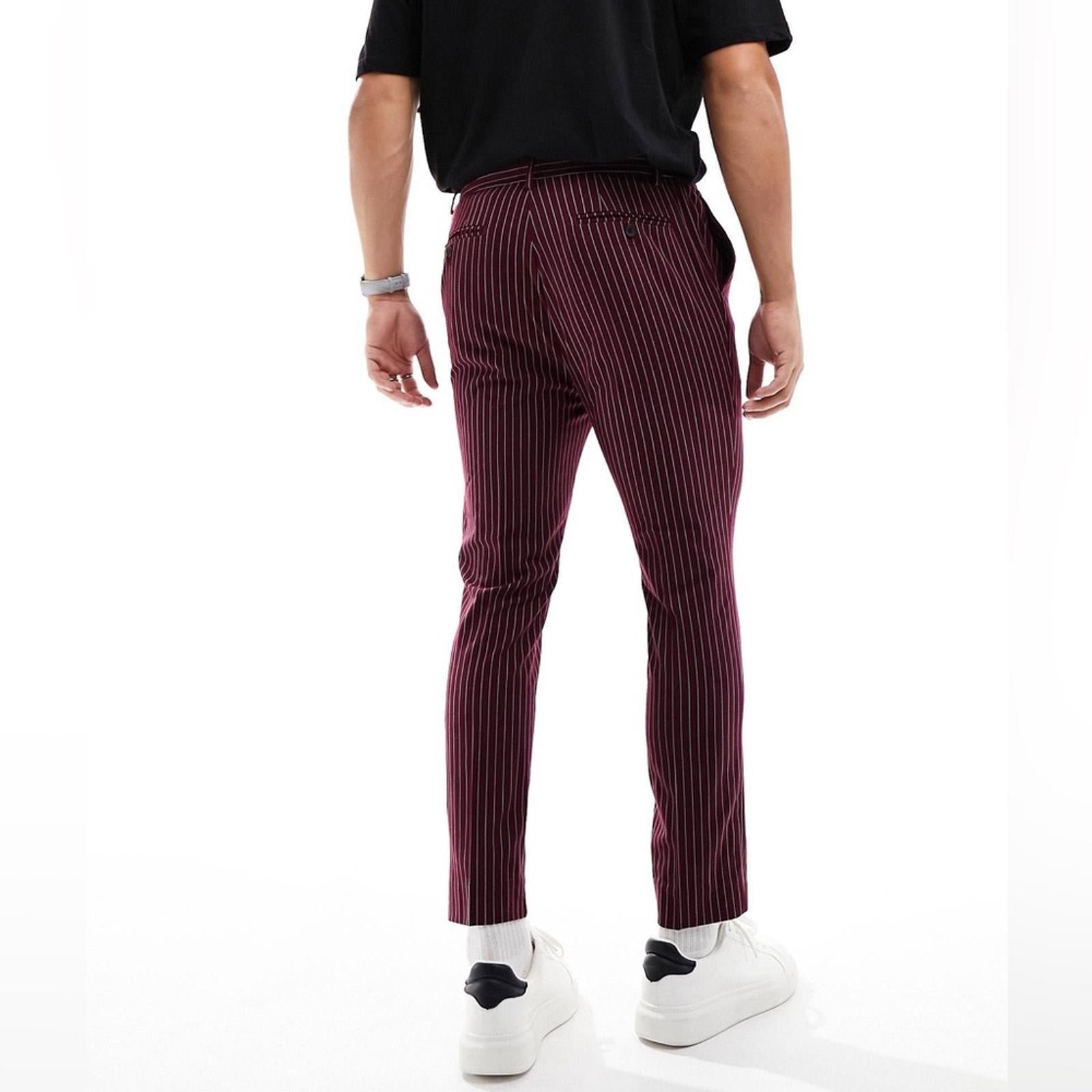 ASOS Tapered Smart Pants, Burgundy Pin Stripe, Size W34 L30 New w/Tag SOLD OUT